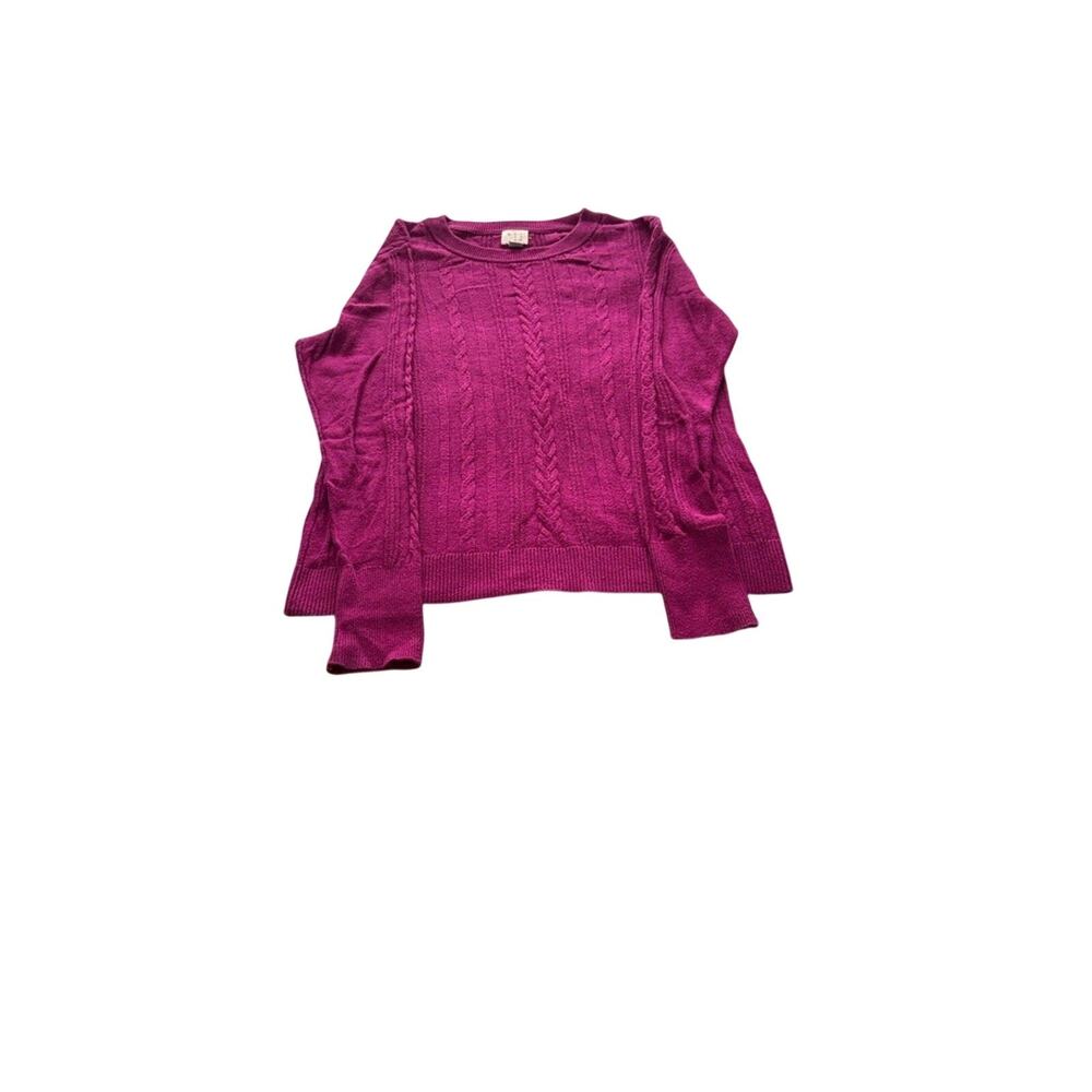 Purple Lightweight Knit Sweater Crew Neck Long Sleeve Womens Pullover Top